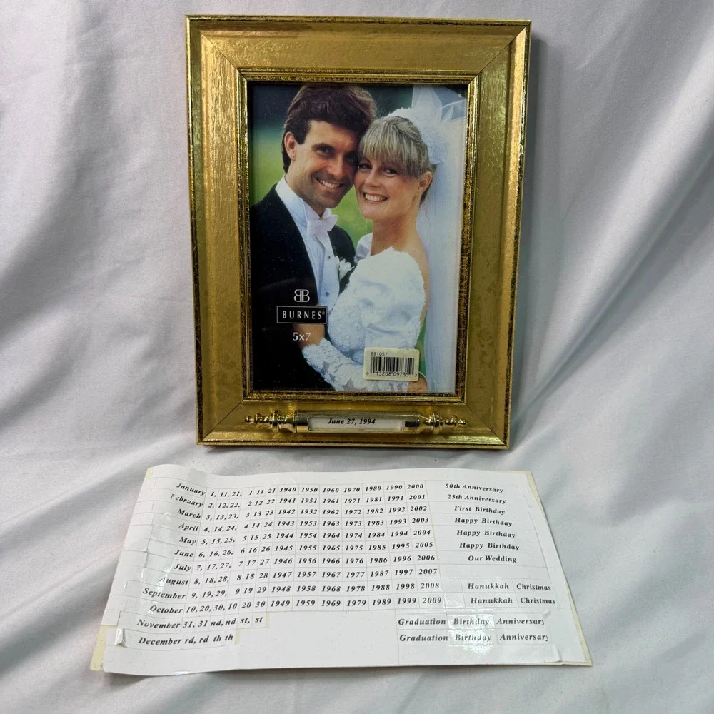 Burnes of Boston Date Frame 5x7 Gold Tone